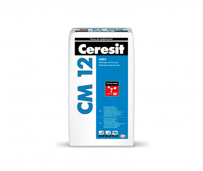 Клей для плитки Ceresit CM 12 Gres (25 кг/уп)